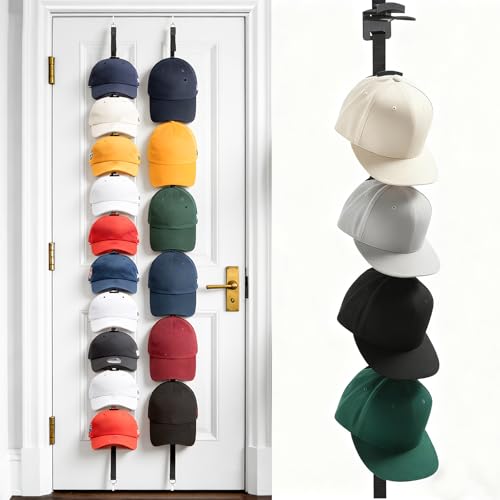 KOEVSU 2-Pack Hat Organizer for Baseball Caps - Over-the-Door Hat Rack