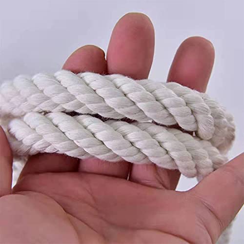 50 Ft Cotton Clothesline Rope with Metal Hooks - White Laundry Drying Line