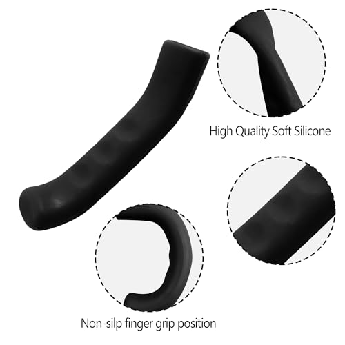 2 Pairs Bicycle Brake Lever Grip Protector Cover, Non-Slip Brake Lever Grip, Silicone Sleeve Universal Brake Protection Handle Cover for Bicycle, Cycling, Road/Mountain Bikes, Black