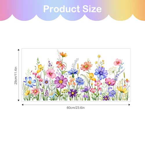 Colorful Wildflowers Window Clings - Fade-Resistant Floral Stickers