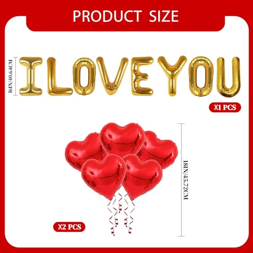 18 Pcs Romantic Valentine Balloon Set - Heart & 'I LOVE YOU' Decor