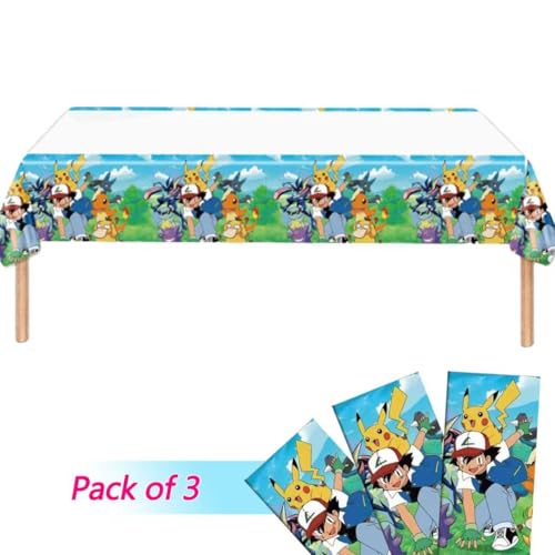 Anime Party Tablecloths - 3 Pack Disposable Waterproof Covers