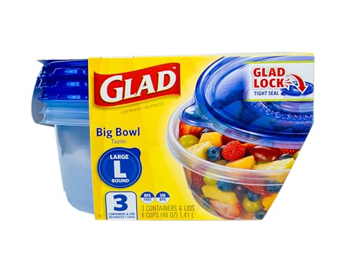 GladWare Big Round Food Storage Containers 48 oz, 3 Pack - Includes 18 Count Variant