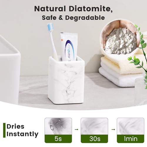 Luxspire Marble Diatomite Toothbrush Holder - 1 PC Bathroom Organizer