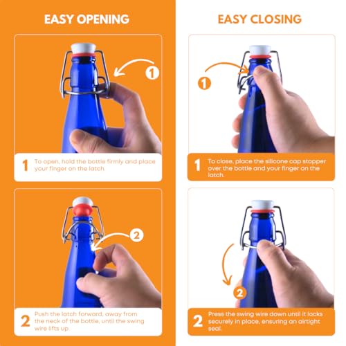 FastRack Swing Top Glass Bottles |33 oz – Pack of 12 | Blue Flip Top Glass Bottles for Home Brewing, Carbonated Drinks, Kombucha, Fermentation, Water | Food Grade – ECO Friendly