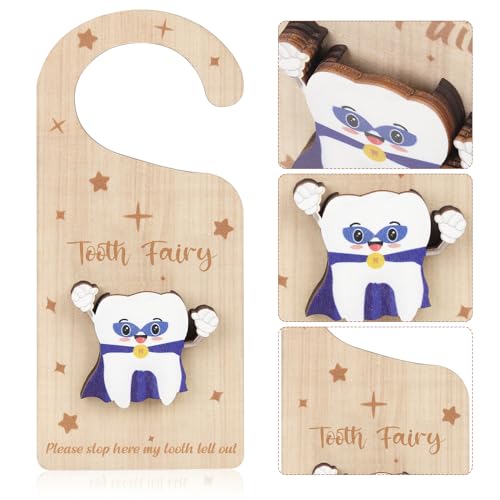 Wooden Tooth Door Hanger with Money Holder Keepsake Box for Kids