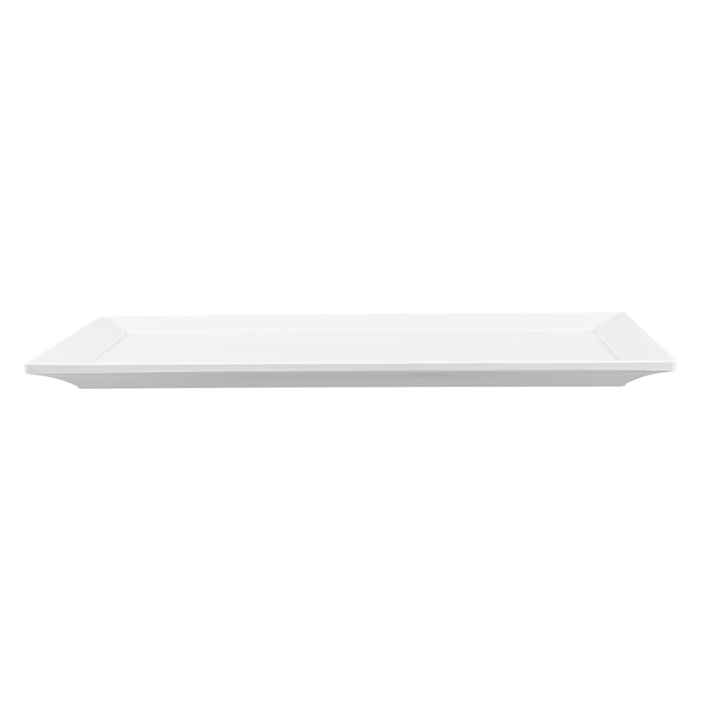 Restaurantware Voga 20.9 x 12.6 Inch Serving Tray 1 Rectangle Outdoor Tray - Raised Edges Dishwasher-Safe White Melamine Platter Tray For Meals Appetizers And Snacks Shatterproof