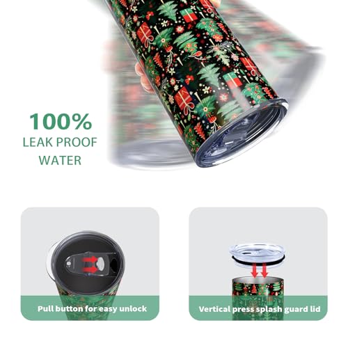 Christmas Tree Gifts 20oz Skinny Tumbler Cup with Lid & Straw - Variation of Christmas Tree Tumbler-01