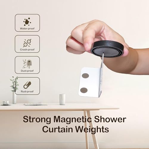 Magnetic Shower Curtain Weights - 6 Pack, 1.6" x 1.6", Black