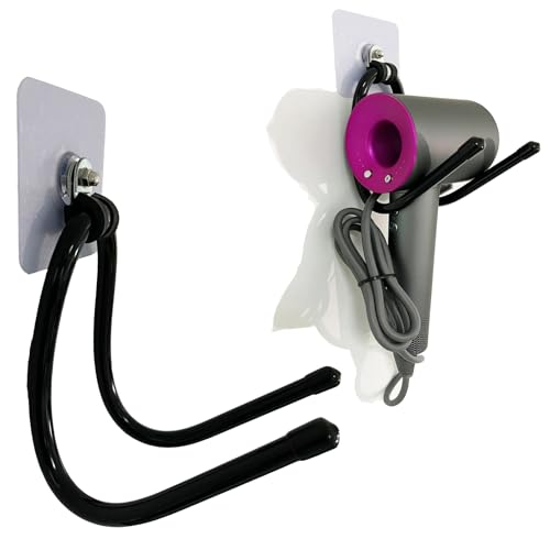 AUXPhome Universal Hair Dryer Wall Mount Holder - Adjustable Metal Rack