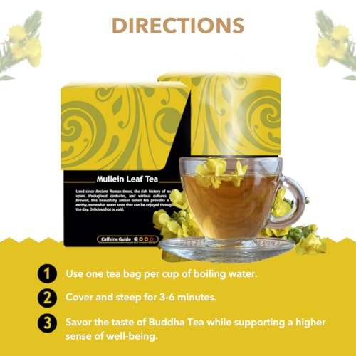 Buddha Teas Organic Mullein Leaf Herbal Tea, Caffeine Free, 18 Count