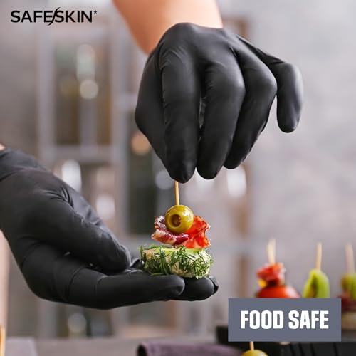 SAFESKIN Ultralight Disposable Nitrile Gloves - Large Black - 100 Count