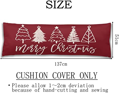 Merry Christmas Body Pillow Cover 20x54" - Red Holiday Decor