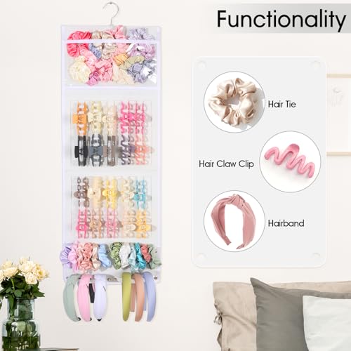 SNOWSTAR Hanging Hair Claw Clip Organizer, Large Wall Storage for Scrunchies