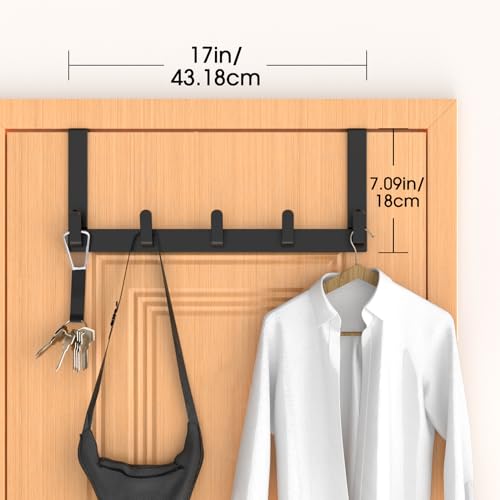 Heavy Duty Over Door Hooks Hanger for Coats & Towels - Black