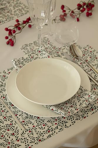 Leaves Pattern Cotton Cocktail Napkins - Xmas Holiday Party Set, 50 Pack