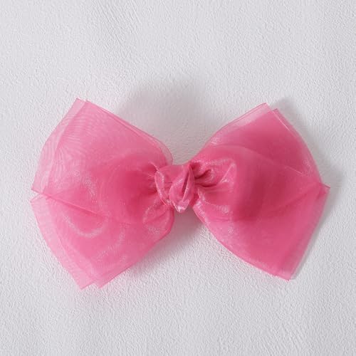 Miroksh 6-Inch Hot Pink Organza Double Mesh Ribbon Hair Bow Clip