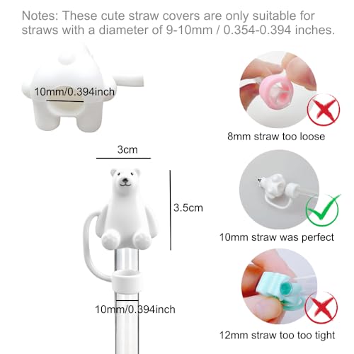Silicone Polar Bear Straw Cover for Stanley Cup 30oz & 40oz
