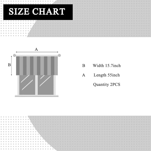 Black and White Buffalo Check Window Valance Curtains - 2 Pack, 55 x 15 Inches
