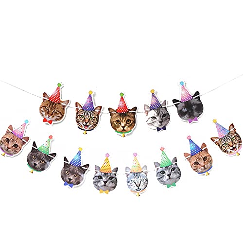Cat Face Hanging Bunting Banner for Birthday Party Princess Decor