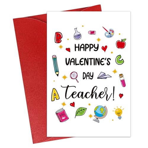 Teacher Valentine's Day Cards with Envelopes - 4x6 Inches