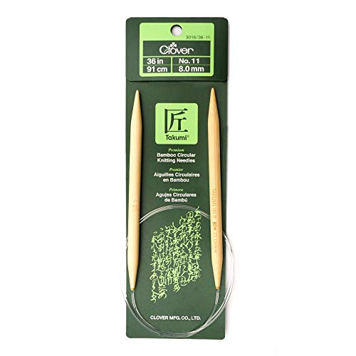Clover Takumi Bamboo Circular Knitting Needle, 36-Inch, Size 11