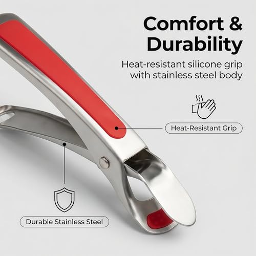 Stainless Steel Hot Plate Gripper Tongs with Non-Slip Pad