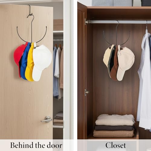 2 Pack Metal Hat Hangers for Closet - Baseball Cap Organizer