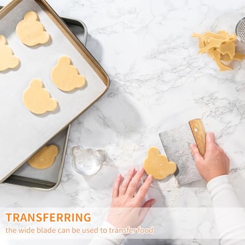 ALLTOP Stainless Steel Dough Cutter with Wooden Handle - Multipurpose Baking Tool