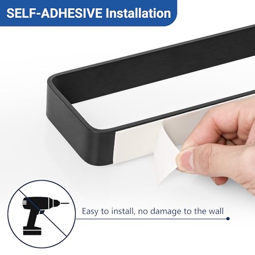 SAYAYO Matte Black 8-Inch Adhesive Hand Towel Holder Bathroom Accessory