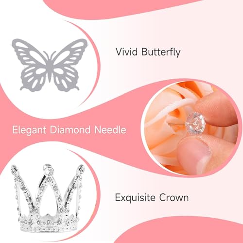 Silver Flower Bouquet Accessories Set with Tiaras, Butterfly Decorations & Pins