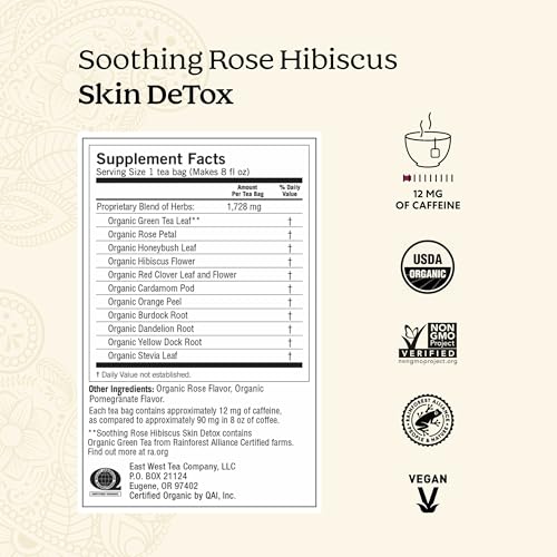 Yogi Soothing Rose Hibiscus Skin Detox Tea 16 Bags Pack of 4 Organic