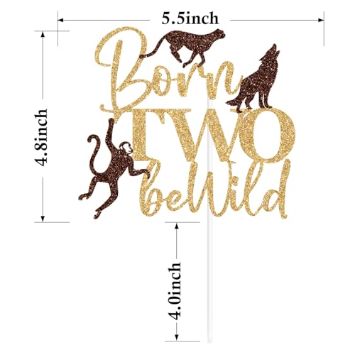 Born Two Be Wild Cake Topper - Jungle Safari 2nd Birthday Decor