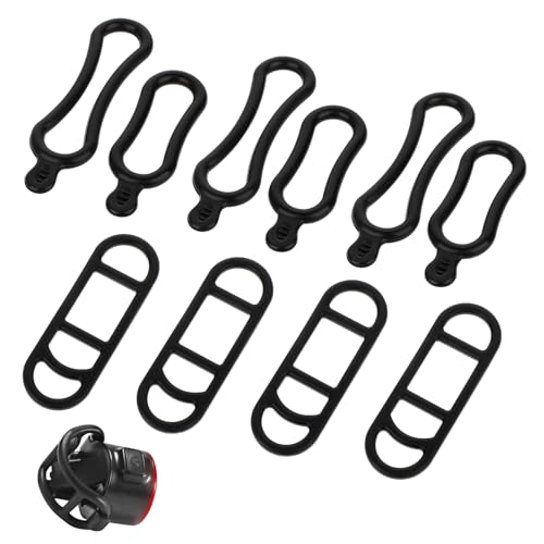 10 Pieces Bicycle Light Silicone Straps Bike Silicone Mount Band Rubber Light Strap Replacement Bike Flashlight Mount Band Black Cycling Rubber Bands for Road Mountain Bike, Most Bicycle Light Sets