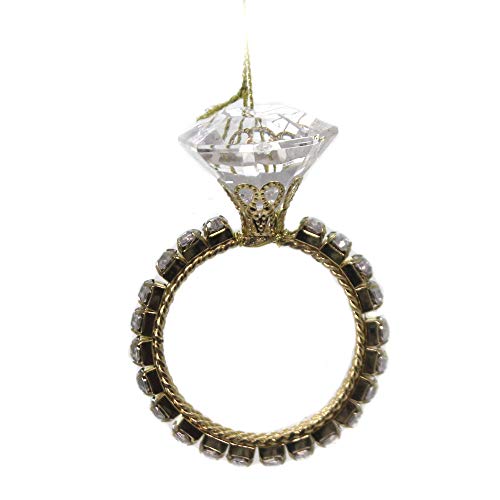 Holiday Shiny Diamond Ring Ornament for Christmas Tree Decor