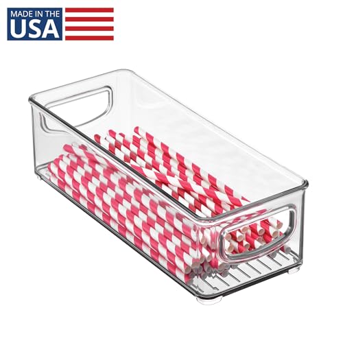iDesign Stackable Plastic Pantry Bin with Handles - 10" x 4"