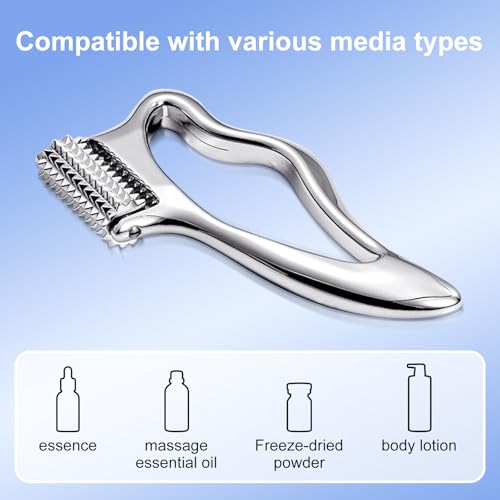 HUGJOG Metal Face and Body Massage Roller with Gua Sha Edge for Tension Relief