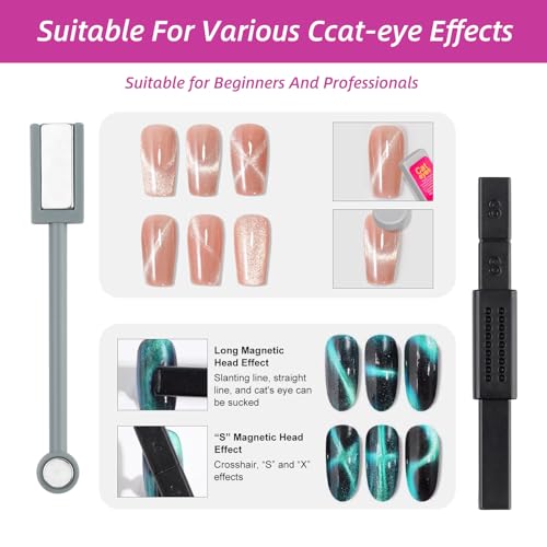 Sopoloray 5Pcs Cat Eye Nail Magnet Set for Gel Polish Art