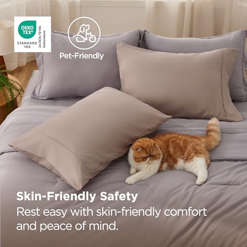 Bedsure Queen Pillow Cases Set of 2 - Khaki Microfiber, 20x30 Inches