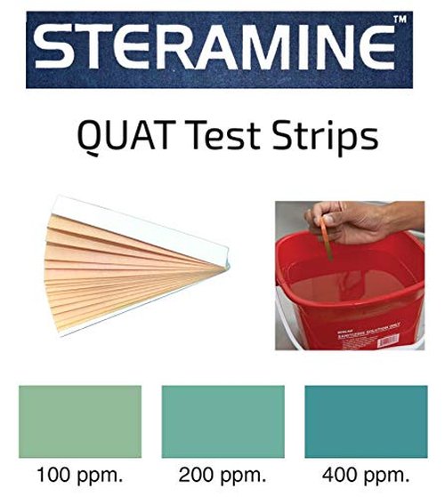 1 Bottle Steramine Sanitizer Tablets w/15x QT-10 Test Strips - Multi Purpose Steramine Sanitizing Tablets for Food Contact Surface, Kitchen, Restaurant, Food Service by FryOilSaver (150 Count)