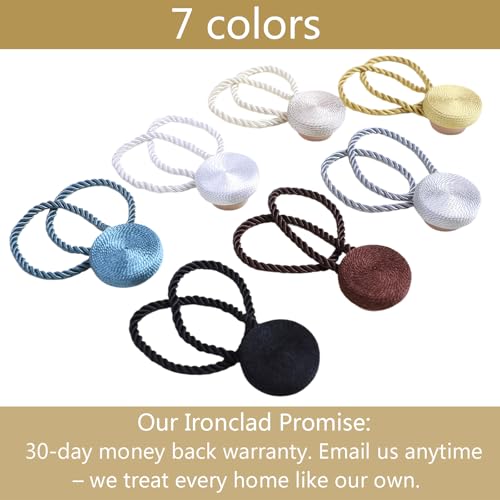 SLIFEOW Gold Magnetic Curtain Tiebacks 12mm Heavy-Duty Rope Holdbacks - No Tools Needed