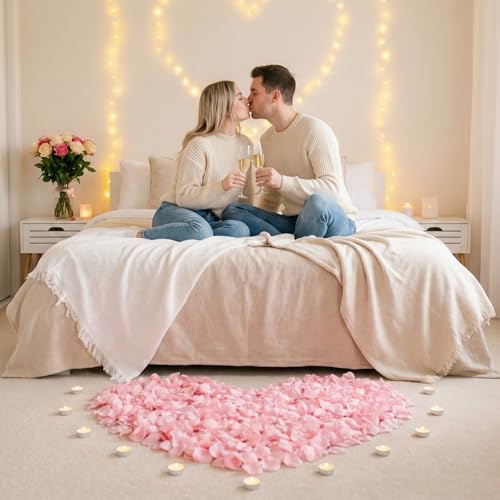 Anwyll 3000Pcs Pink Artificial Rose Petals for Wedding & Romantic Decor