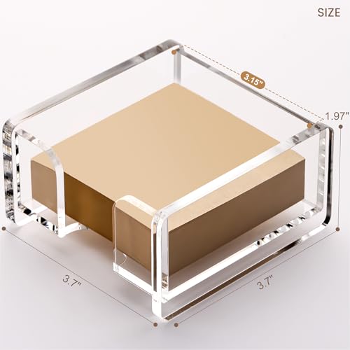Clear Acrylic Square Sticky Note Holder - 3x3 Inch Desk Memo Dispenser