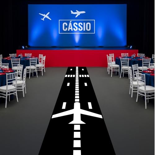 Classic Airplane Runway Table Runner - 2 x 10 ft Aviation Rug