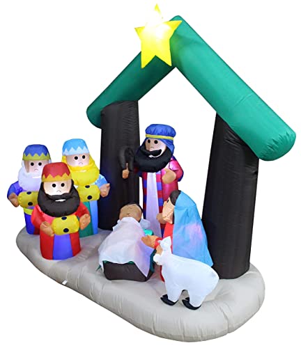 Christmas Inflatable Nativity Scene & Snowmen Bundle with LED Lights - Outdoor Decor