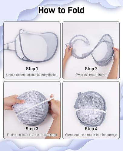 3 Pack Small Hanging Laundry Bags - Foldable Mesh Space-Saving Organizers