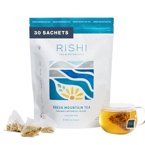 Rishi Tea Organic Greek Mountain Herbal Tea Bags, Caffeine-Free, 30 Count