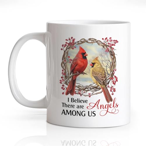 I Believe There Are Angels Among Us Ceramic Mug - White 11oz Cardinal Coffee Cup