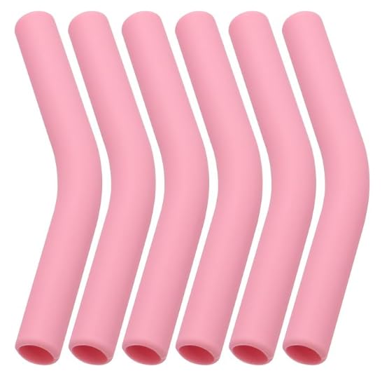 6-Pack Pink Silicone Straw Tips for Metal Straws - 0.39" Wide