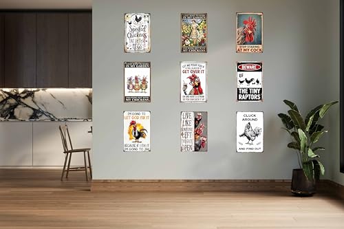 WSUPBPR Chicken G Funny Christian Gift Tin Sign for Farmhouse Kitchen Decor 8x12 in